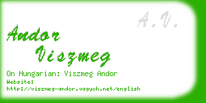 andor viszmeg business card